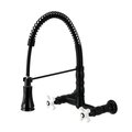 Gourmetier GS1240PX Two-Handle Wall-Mount Pull-Down Sprayer Kitchen Faucet, Black GS1240PX